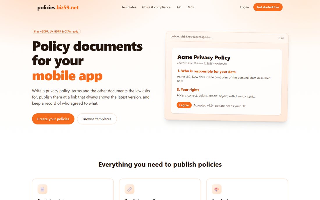 policies.biz59.net: a privacy policy published at its own link